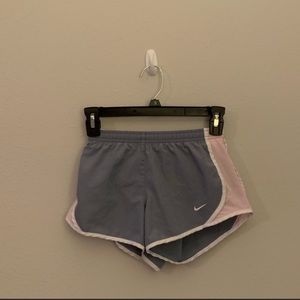 nike kids pink and grey athletic shorts